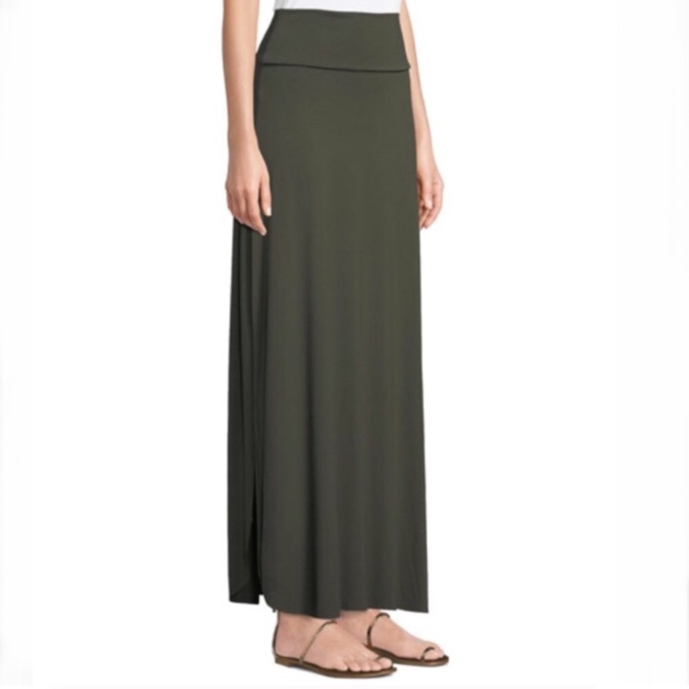 THREE DOTS SIDE-SLIT JERSEY MAXI SKIRT
